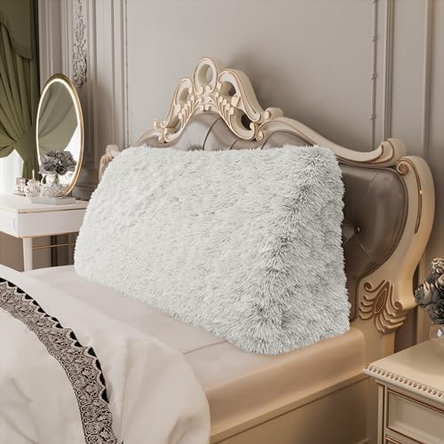 Thicken Furry Headboard Pillow King Padded Headboard Large Bolster Triangular - Image 5