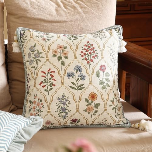 ISAENNE Designer Vintage Linen Throw Pillow Cover - Image 2
