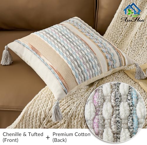 AmHoo Chenille Striped Textured Boho Throw Pillow Covers Aesthetic - Image 2
