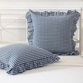 Mywinlle Navy Blue/White Gingham Plaid Euro Pillow Shams Set of 2 by Mywinlle