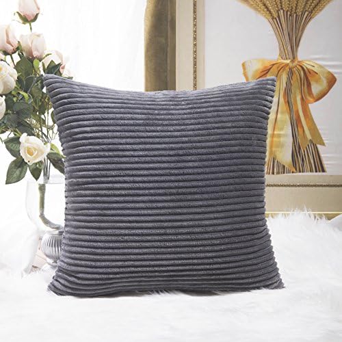 Home Brilliant Grey Pillow Covers 18 x 18 Set of 2 Soft Decorative Striped - Image 5