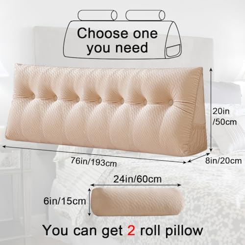 Velvet Triangular Headboard Wedge Pillow - Image 2