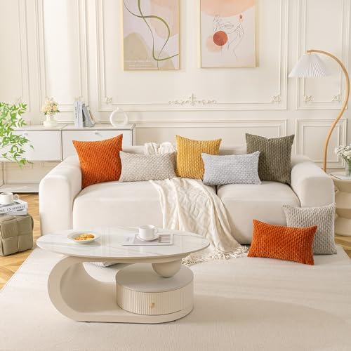 Set of 4 Cream White Decorative Throw Pillow Covers 12x20 Inch Corduroy Pillow - Image 7