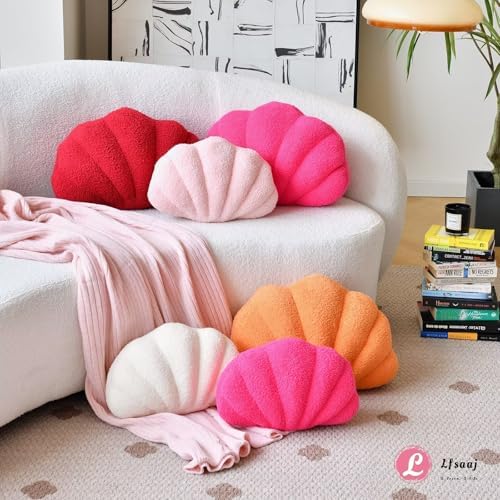 Lfsaaj Ivory Seashell Throw Pillows, Shell Shaped Throw Pillows, 13 Inch Soft - Image 4