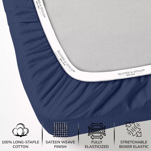 Feather & Stitch 100% Cotton Sateen 500 TC Full Size Bed Sheet Set - Image 3