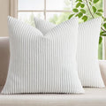 Mecatny Corduroy Decorative Throw Pillow Covers 20x20 Set of 2 White by Mecatny