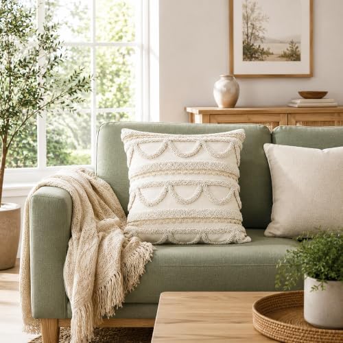 Boho Throw Pillow Covers 18x18 Tufted - Image 3