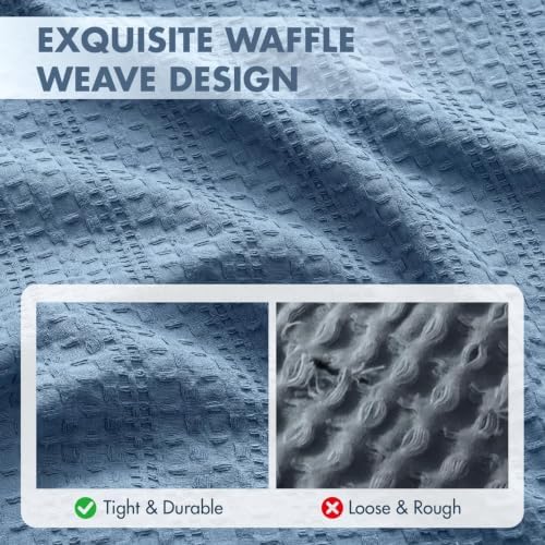 Decorative Waffle Pillow Shams King Size 20x36 Blue 2 Pack - Image 5