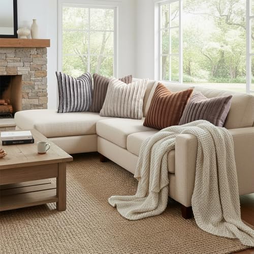 decorUhome Fall Faux Fur Throw Pillow Covers 20x20 Set of 2 Brown - Image 6