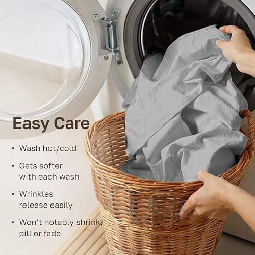 California Design Den 2 Pack 100% Organic Cotton King Sheets, Light Grey - Image 6