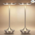 2 Pack LED Rechargeable Cordless Table Lamps,Portable Outdoor 6000 mAh Battery Operated Table Light Touch Control 3 Color Dimmable Waterproof for Patio/Cofee/Restaurant/Camping/Dining/ Bedroom-Silver