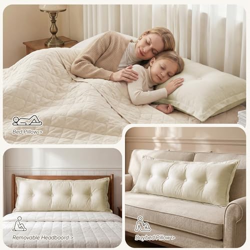 WOWMAX Headboard Pillow Full Dorm Reading & Body Pillow - Image 3