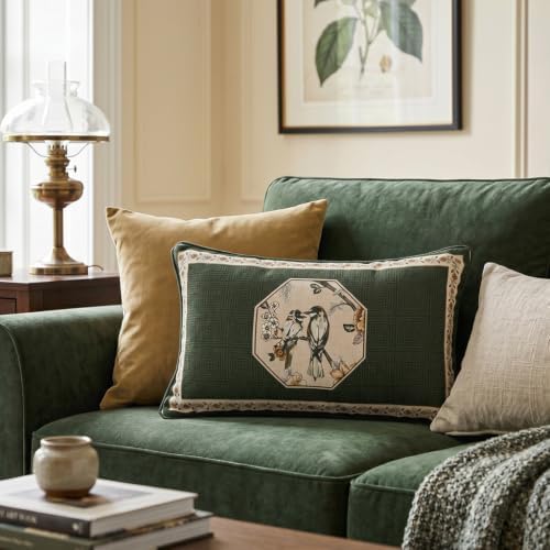 ISAENNE Vintage Elegant Linen Rectangle Throw Pillow Cover - Image 2