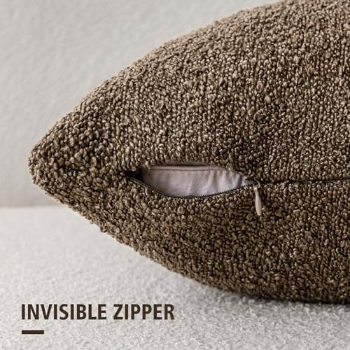 Foindtower Decorative Textured Boucle Throw Pillow Covers 24x24 Light Brown - Image 2