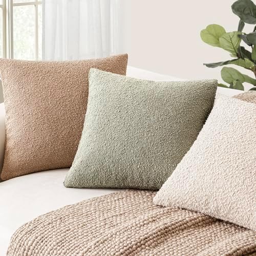 Foindtower Decorative Textured Boucle Throw Pillow Covers 22x22 Dusty Green - Image 6