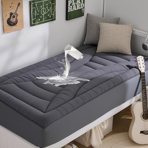 Waterproof Twin Mattress Pad, Noiseless Mattress Protector Twin Size by QUIETSEA