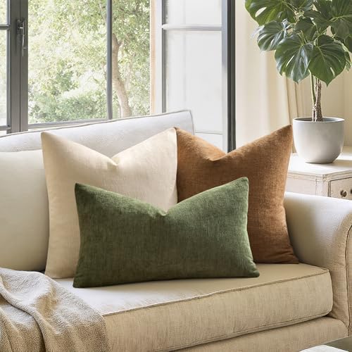 MIULEE Olive Green Chenille Couch Lumbar Throw Pillow Covers - Image 7