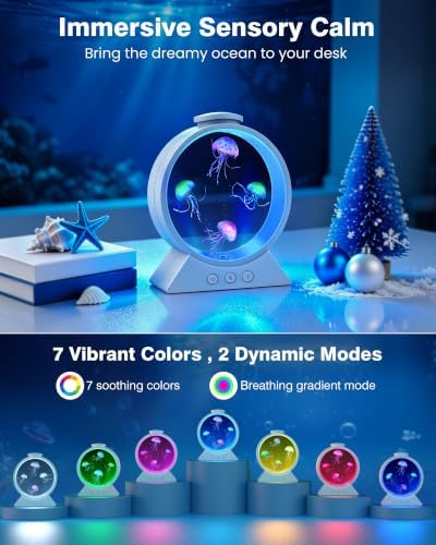 Jellyfish Lamp for Sleep Anxiety Calming Night Light for Bedroom(White) - Image 2