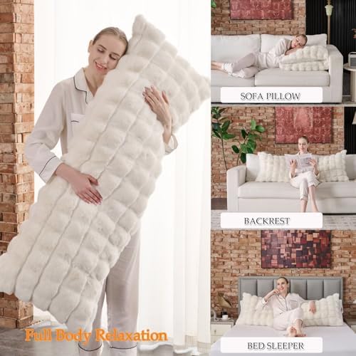20"x54"Luxury Shaggy Faux Fur Body Pillow Cover, Bubble Fluffy Plush Bed Body - Image 3