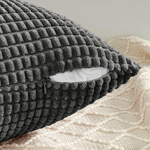 Topfinel 4 Packs Dark Grey Decorative Throw Pillow Covers 18x18 Inch - Image 6