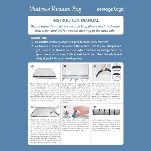 Foam Mattress Vacuum Bag with Blue Zipper & 4 Straps, Twin/Twin XL - Image 5