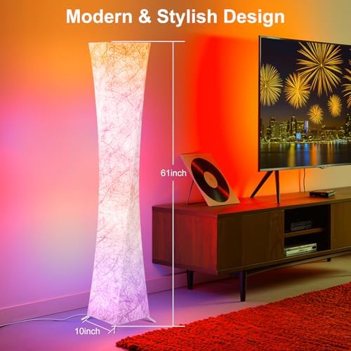 WORLD WIN 61'' RGB LED Corner Floor Lamp, Unique Hourglass Shade, Square - Image 2