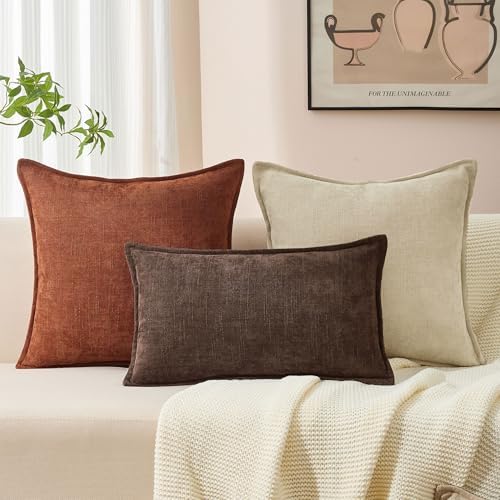 Allorry Throw Pillow Covers 26x26 Oatmeal Chenille Solid Home DecorSY014D26 - Image 5