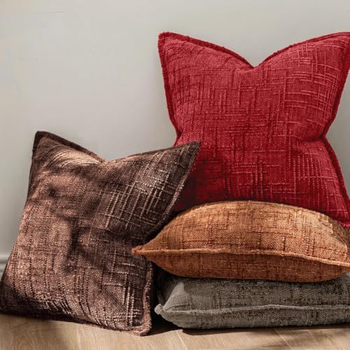 MIULEE Slubby Textured Decorative Throw Pillow Covers Red 20x20 - Image 3