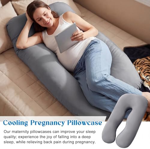 Hahafelt Cooling Pregnancy Pillow Cover 57 Inch Large U Shaped Full Body - Image 6