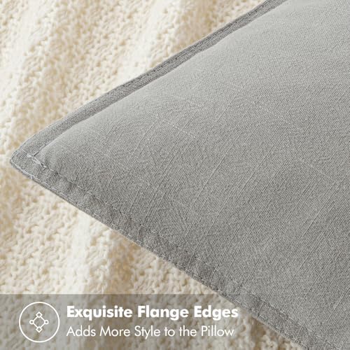 MIULEE Decorative Linen Euro Sham Pillow Covers 24x24 Light Gray - Image 2