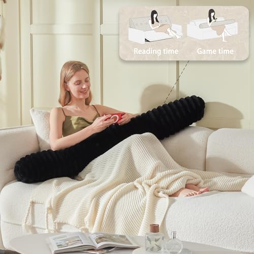 Headboard Pillow + A Long Neck Roll Pillow Body Pillow，Faux Fur Headboard Wedge - Image 5