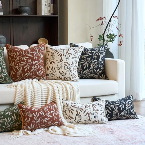 Alerfa Black Floral Throw Pillow Cover 12 x 20 Inch Rectange Luxury Decorative - Image 6