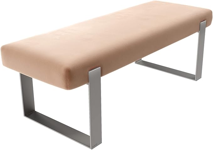 VANT Upholstered Bed Bench - Velvet Blush - Brushed Nickel - Contemporary Modern, Bedroom Bench Seat, Hallway, or Entryway