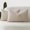 Foindtower Cozy Textured Boucle Lumbar Throw Pillow Covers 12x20 Oatmeal by Foindtower
