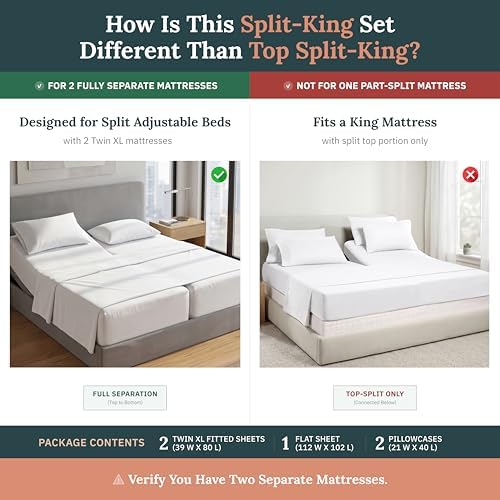 California Design Den Soft 100% Cotton Split King Bed Sheets - Image 2