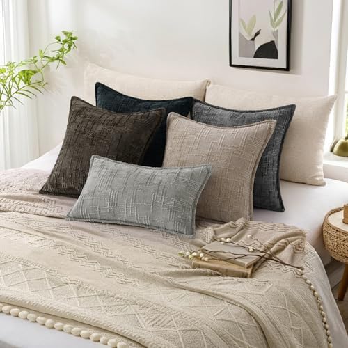 decorUhome Chenille Decorative Throw Pillow Covers 22x22 Set of 2 - Image 6