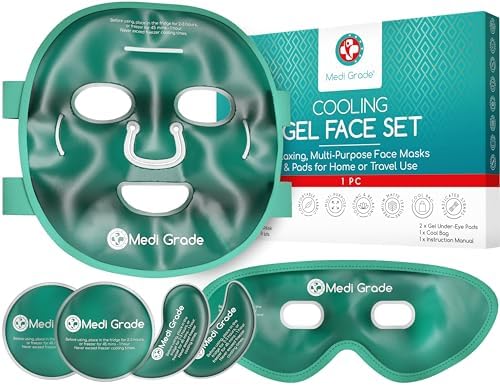 Medi Grade Face Ice Pack and Cooling Eye Mask Set, ChillGel Gel Mask by MediGrade
