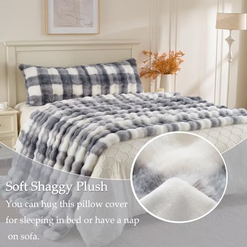 20"x54"Luxury Shaggy Faux Fur Body Pillow Cover, Bubble Fluffy Plush Bed Body - Image 5