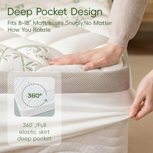 NEWDECO Twin Mattress Topper Cooling Bamboo Viscose Pillow Top Mattress Pad - Image 5