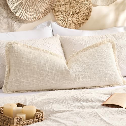 100% Cotton 14x36 Inch Lumbar Pillow Cover by KevinTextile
