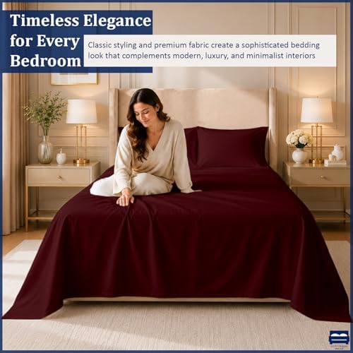 Cottingon 4 Piece Twin Sheets Fits 16" Deep, Egyptian Cotton - Image 3