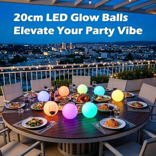 Glowing LED Ball Light with Remote, 8 inch Rechargeable Globe Orb Lamp - Image 3