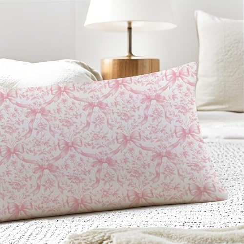Coquette Pink Bow Chinoiserie Floral 20x54 Body Pillow Cover, Grandmillennial - Image 5