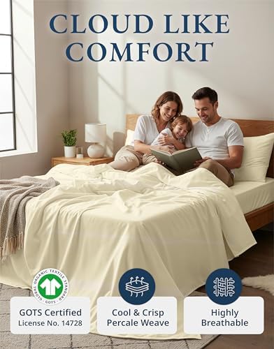 LANE LINEN Twin Sheets 100% Organic Cotton Soft 3pc Percale - Image 2