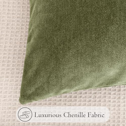 JoraLion Chenille Lumbar Pillow Covers 14X26 inch Olive Sage Green - Image 4