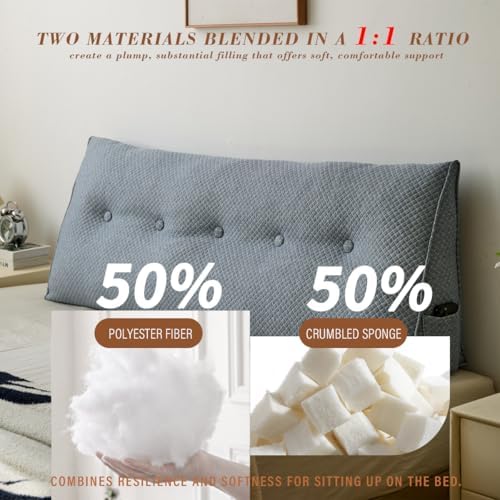 Wedge Headboard Pillow for Bed, Full Dorm Headboard Pillow Support for Sitting - Image 4