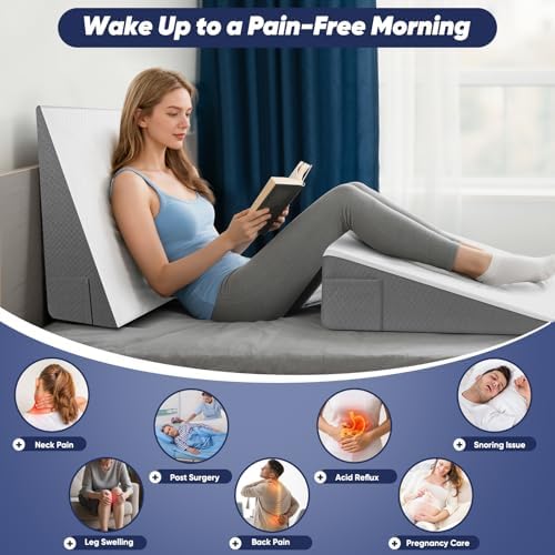 Bed Wedge Pillow for Sleeping, Reading & Resting, 10 inch Cooling Memory Foam - Image 2