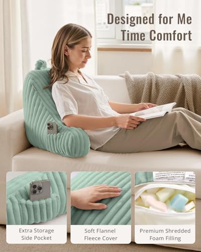 Blissful Diary Reading Pillow for Bed, Backrest Pillow, Mint Green - Image 3