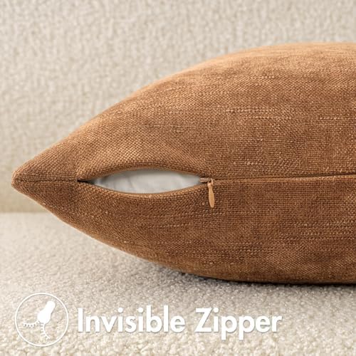 MIULEE Textured Chenille Throw Pillow Covers 18x18 Inch Brown - Image 6