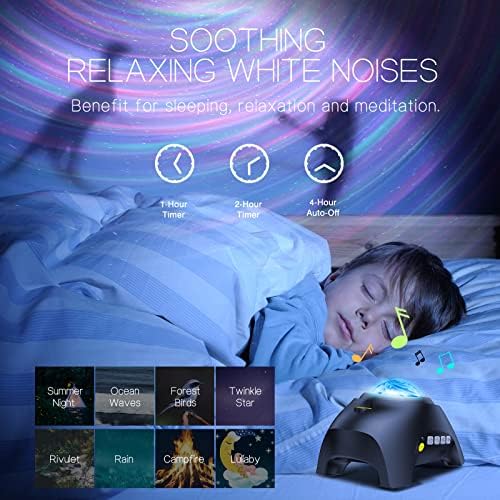 Northern Galaxy Light Aurora Projector with 33 Light Effects, Night Lights LED Star Projector for Bedroom Nebula Lamp, Remote Control, White Noises, Bluetooth Speaker for Parties, Jet Black - Image 5